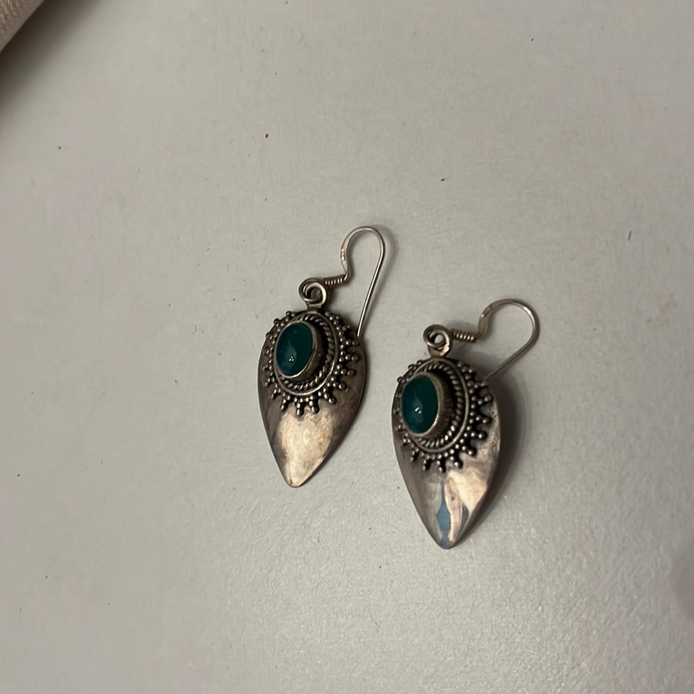 Jade and sterling earrings